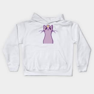 Cute Purple Galaxy Cat, Space Cat Kids Hoodie